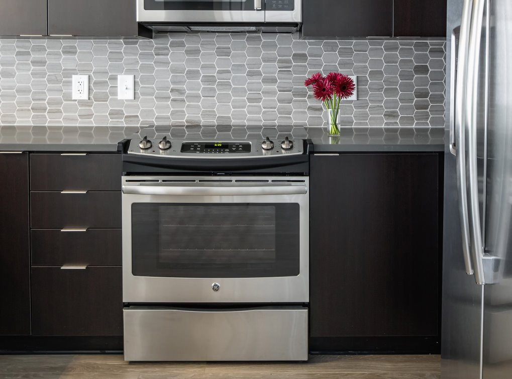 Euro- Style Kitchen Cabinetry, Stainless Steel ENERGY STAR Appliances, 3cm Quartz Countertops