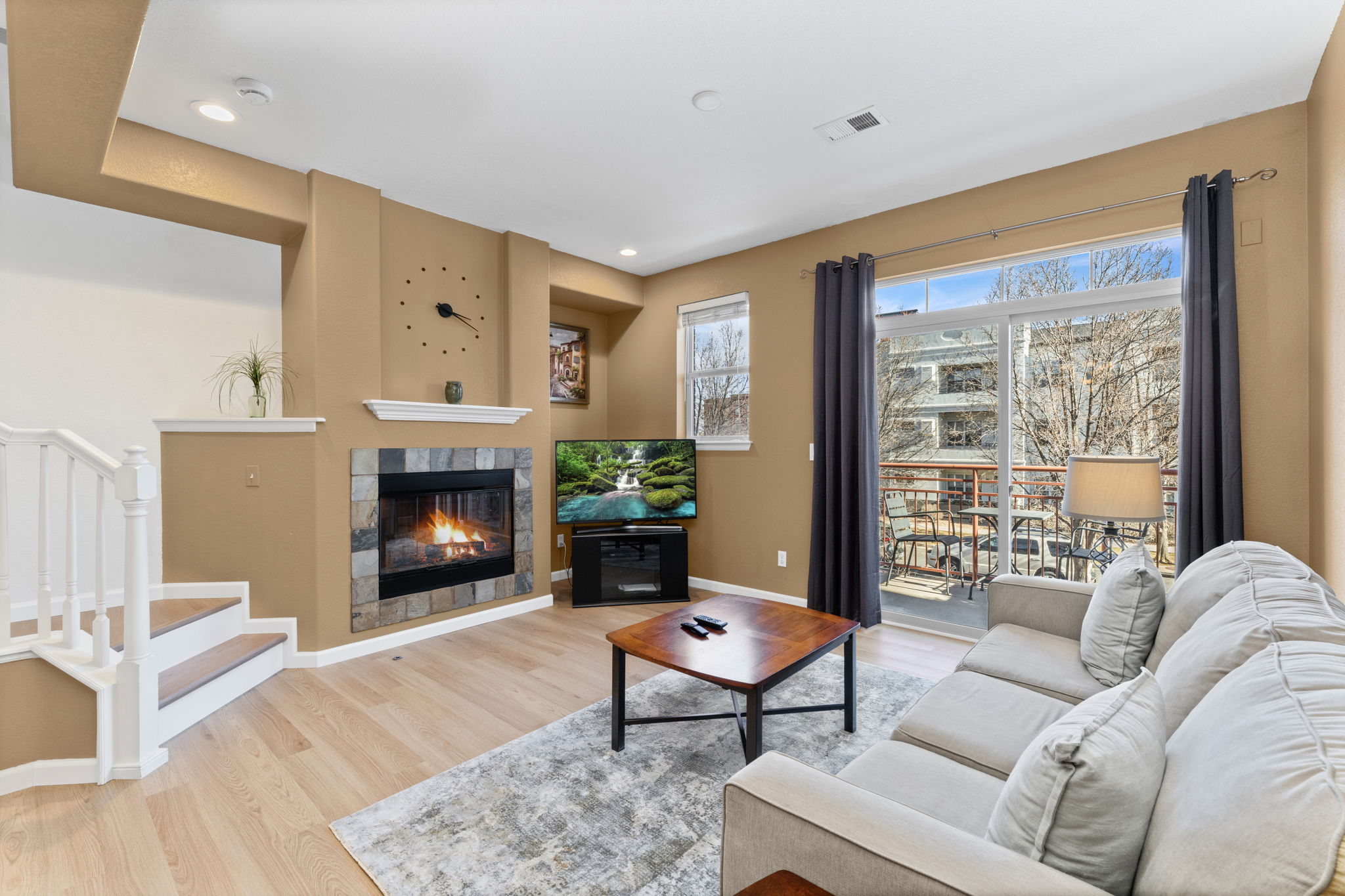 Clean and tastefully decorated 1 Bedroom/2.5 Bath 3-level townhome in Olde Arvada. Features a 2-car attached garage with tandem parking, fireplace, balcony, walk-in closet, and an office area with a desk. The washer and dryer are on the 3rd level.

The Water Tower Village community has a pool, hot tub, and gym.

Water Town Village is located close to RTD light rail, adjacent to Old Town Arvada and shopping center to its south. This area offers restaurants, shopping, specialty shopping, coffee shops, pizza parlors